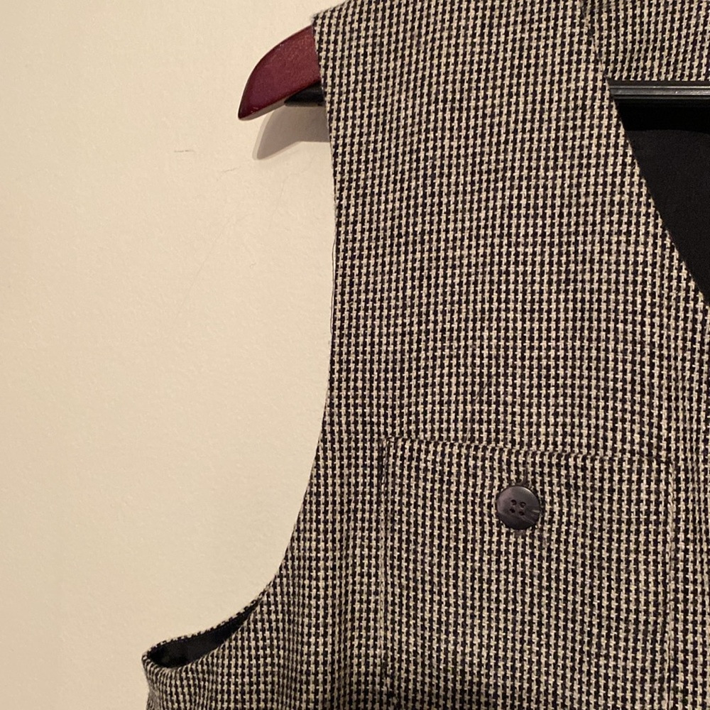 Joan Leslie Vintage Black  & White Houndstooth Wool Button-Down Dress size 12 - Picture 4 of 12